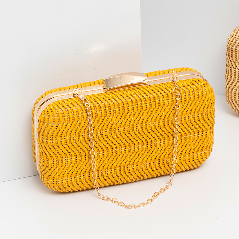 Luxury Bags Yellow - Saco de embreagem de palha amarela