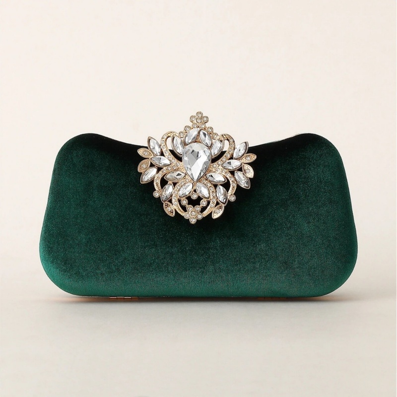 Bolsa Clutch de Veludo Verde E - Luxury Bag Collection avaliação e preço