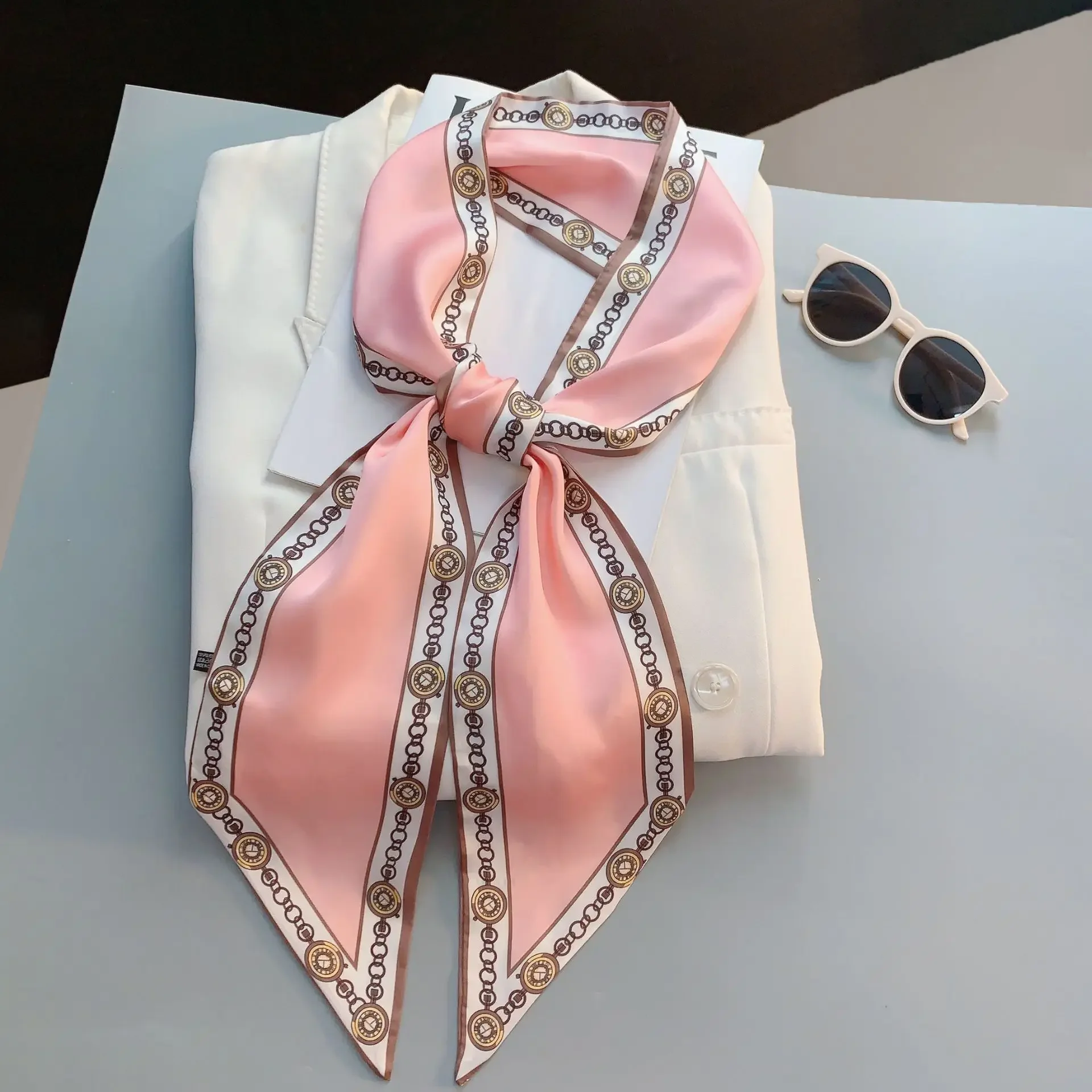 Lenço Estreito Estampado Xadre - Luxury Bags For Travel avaliação e preço